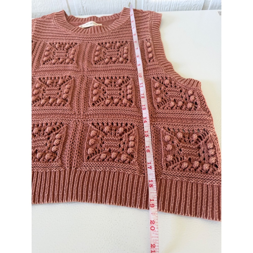 Lucky Brand Dusty Rose Crochet Knit Sweater Vest Women's M Granny Twee Boho - Picture 6 of 6